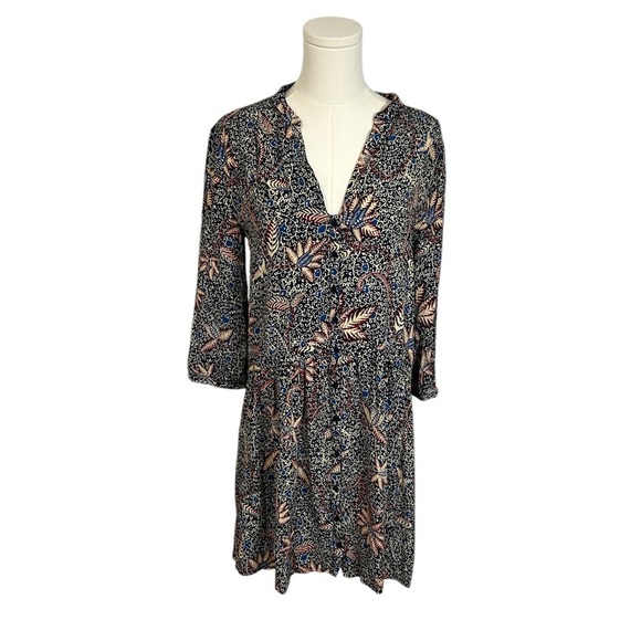 Ba&Sh Long Sleeve Multi Color Floral Mini Shirt Dress Size Medium - Picture 12 of 12